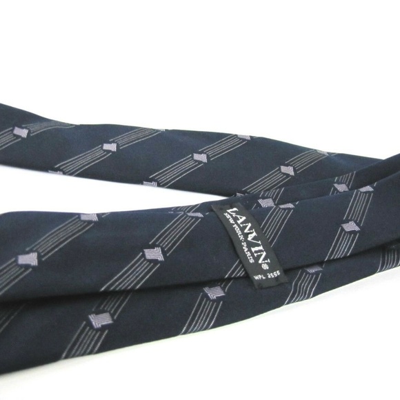Vintage LANVIN Paris Tie LL Monogram Navy Blue - Picture 3 of 8